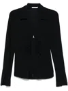 Patrizia Pepe Black Zip Front Shirt With Ruching In Black