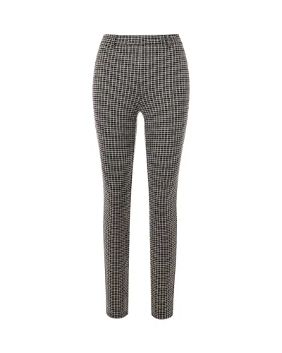 Patrizia Pepe Black-beige Houndstooth Stretch Viscose-blend Skinny Pants In Gray