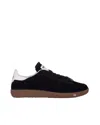 Patrizia Pepe Black/dark Honey Leather Sneakers In Black
