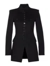 Patrizia Pepe Tailored Black Jacket With High Collar And Decorative Details In Black