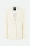 Patrizia Pepe Buttoned Twill Blazer For Women In Bianco