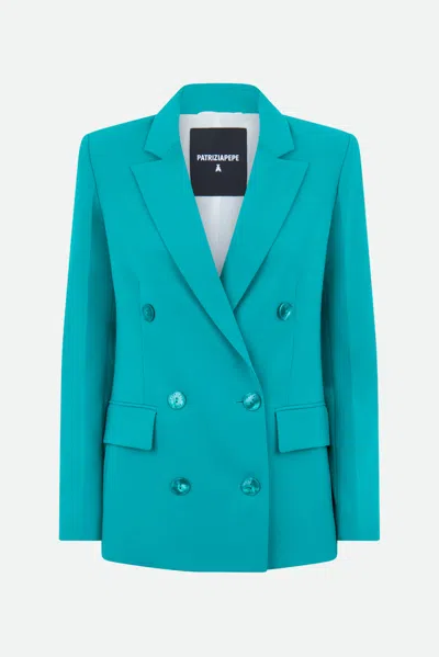 Patrizia Pepe Blazer Doppiopetto Turchese In Blu