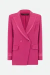 Patrizia Pepe Tonal-trim Double-breasted Blazer In Verde