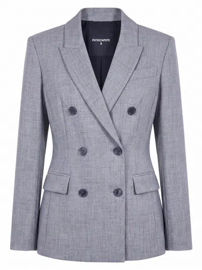 Patrizia Pepe Long-sleeve Blazer In Gray