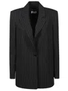 Patrizia Pepe Pinstripe Single-breasted Blazer In Oo Black Stripes