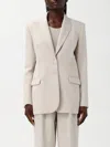 Patrizia Pepe Buttoned Twill Blazer For Women In Beige