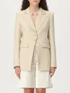 Patrizia Pepe Padded-shoulder Jacket In Neutral