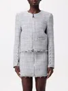 Patrizia Pepe Cropped Grey Jacket With Textured Fabric In Grey