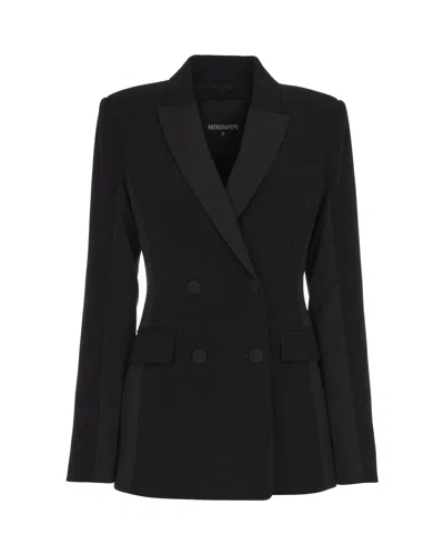 Patrizia Pepe Double-breasted Crepe Blazer In Black