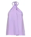 Patrizia Pepe Halter-neck Draped Top In Violet