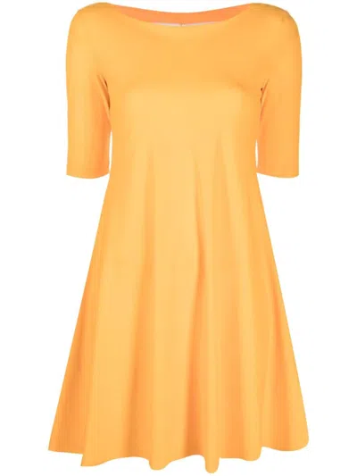 Patrizia Pepe Boat-neck A-line Mini Dress In Orange