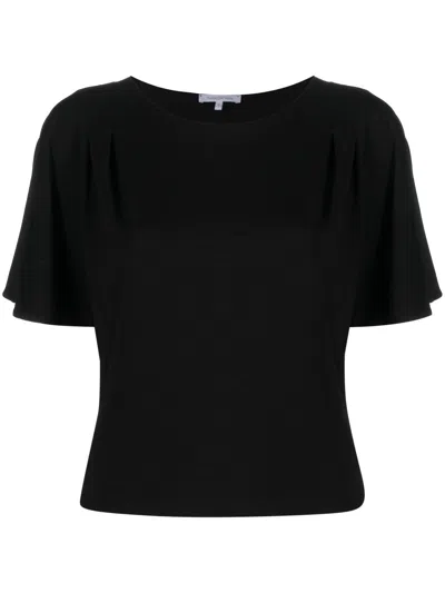 Patrizia Pepe Boat-neck Detail T-shirt In Black