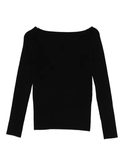 Patrizia Pepe Boat-neck Sweater In Black