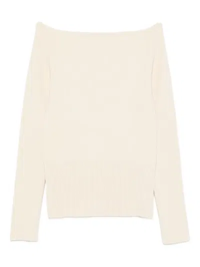 Patrizia Pepe Boat-neck Sweater In White