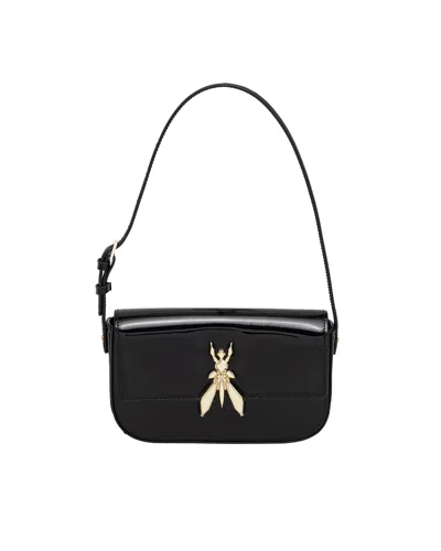 PATRIZIA PEPE BORSA A SPALLA ESSENTIAL FLY GLOSSY BLACK
