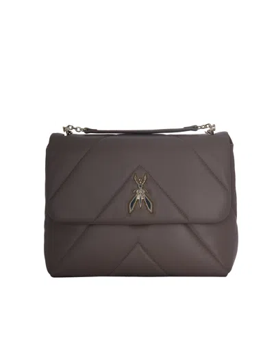 Patrizia Pepe Borsa A Tracolla Crossbody Fly Padded Dark Tatami In Brown