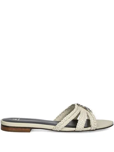 Patrizia Pepe Braided-leather Sandals In Neutral