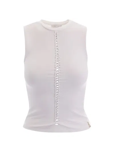 Patrizia Pepe Braided-detail Sleeveless Top In White