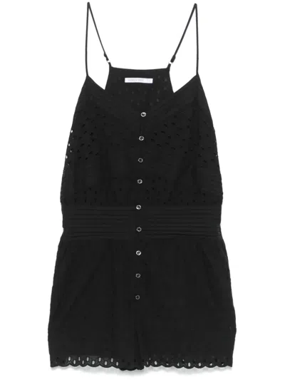 Patrizia Pepe Broderie-anglaise Jumpsuit In Black
