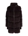 Patrizia Pepe Fluffy Midi Coat In Brown In Brown