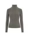 Patrizia Pepe Brown Houndstooth Stretch Viscose-blend Turtleneck In Multi