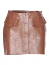 Patrizia Pepe Faux Leather Mini Skirt In Brown