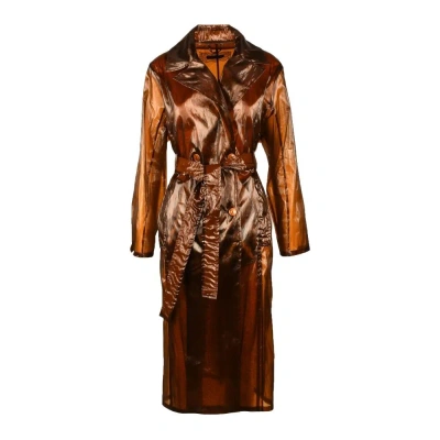 Patrizia Pepe Brown Polyester Jackets & Coat In Multi
