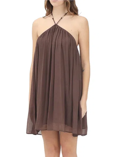 Patrizia Pepe Halterneck Mini Dress In Brown
