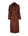 Patrizia Pepe Brown Wool Blend Trench Coat With Belted Waist In Brown