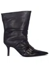 Patrizia Pepe Asymmetrical Black Leather Boots With Front Buckle Detail In Black