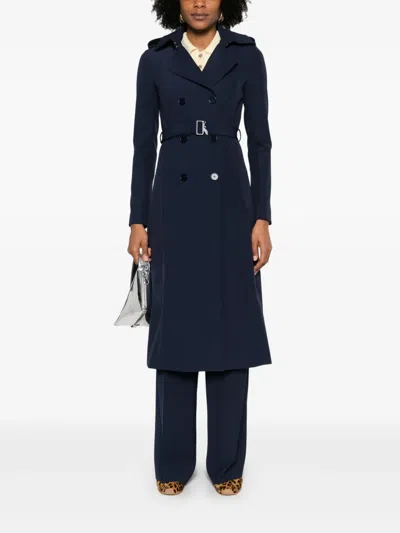 Patrizia Pepe Buckle-detail Trench Coat In Blue