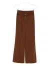 Patrizia Pepe Buckle-fastening Wide-leg Trousers In Brown