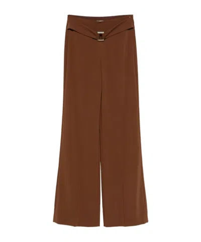 PATRIZIA PEPE BUCKLE-FASTENING WIDE-LEG TROUSERS