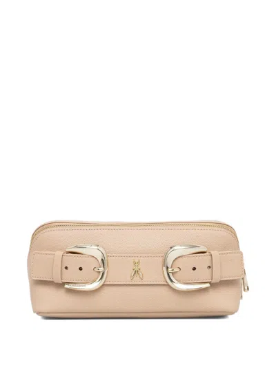 Patrizia Pepe Buckle Makeup Bag In Neutral