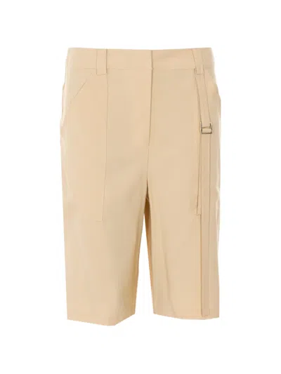 Patrizia Pepe Buckle-detail Logo-plaque Shorts In Neutral