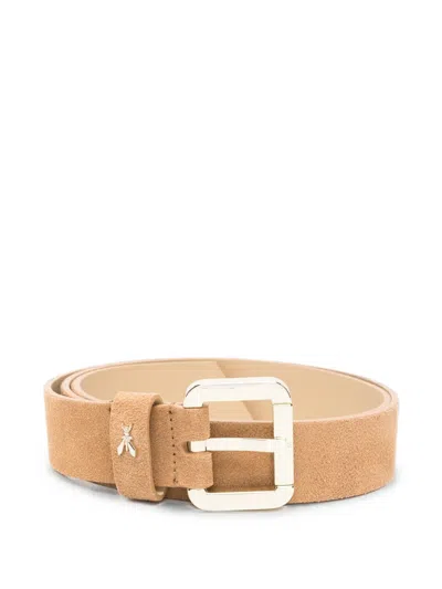 Patrizia Pepe Buckle-fastening Suede Belt In Brown