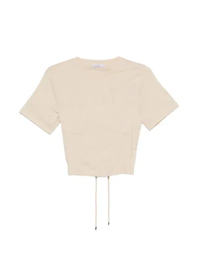 Patrizia Pepe Bustier Laced T-shirt In Neutral