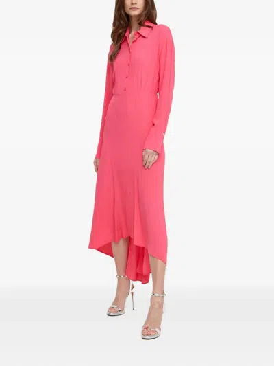 Patrizia Pepe Button Asymmetric Maxi Dress In Pink