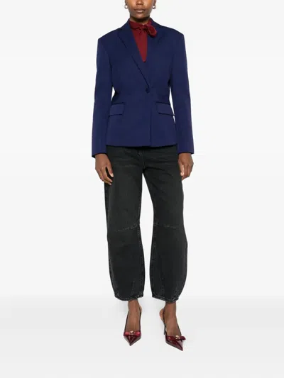 Patrizia Pepe Button Blazer In Blue