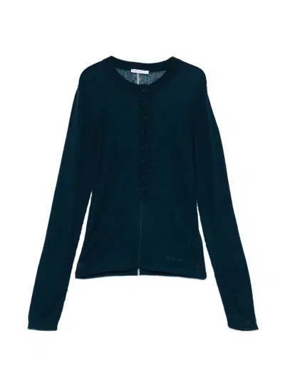 Patrizia Pepe Button Cardigan In Blue