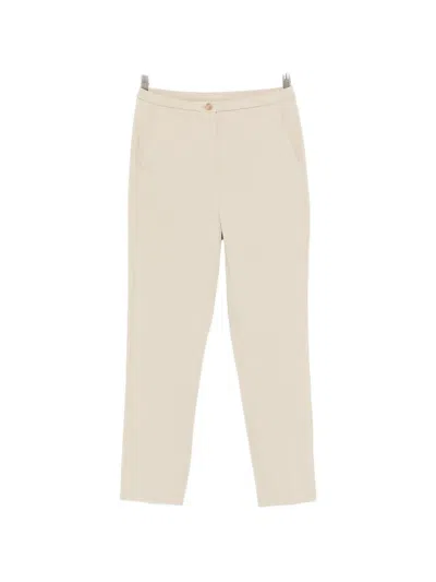 Patrizia Pepe Button Cigarette Trousers In Neutral
