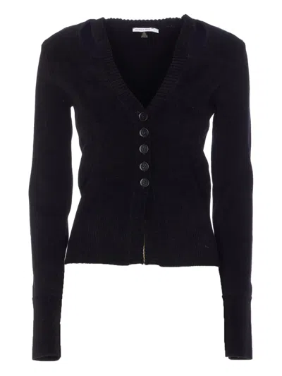 Patrizia Pepe Button Cut-out Cardigan In Black