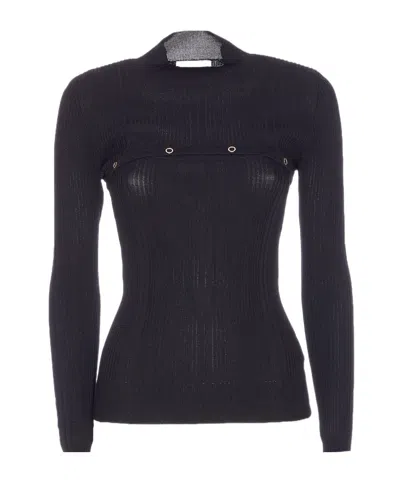 Patrizia Pepe Button-detail High-neck Knitwear In Black