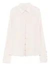 Patrizia Pepe Button-down Collar Shirt With Cuff Details In Neutral