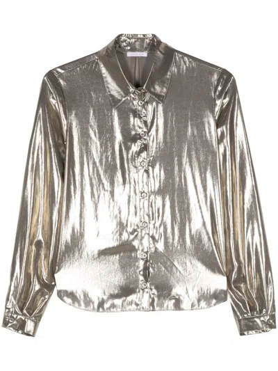 Patrizia Pepe Button-down Georgette Shirt In Multicolor