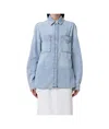 Patrizia Pepe Button-down Long-sleeved Shirt In Blue