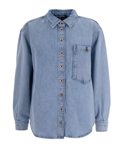 Patrizia Pepe Button-fastening Long-sleeve Shirt In Blue