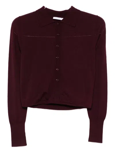 Patrizia Pepe Button-fastening Wool Cadigan In Burgundy