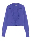 Patrizia Pepe Button-fastening Wool Cardigan In Purple