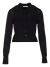 Patrizia Pepe Wool Sweater With Buttons And Internal Top In Black